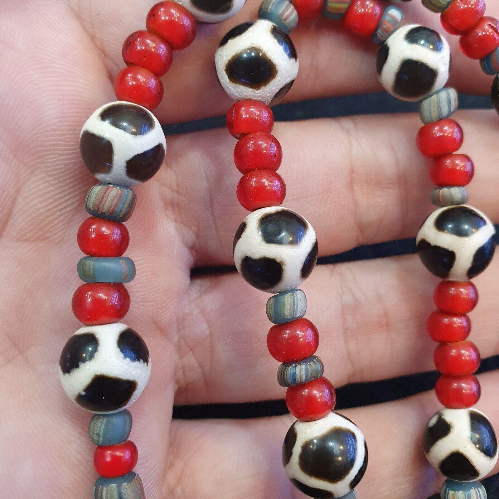 Antique Tibetan Quartz Pendant Necklace: Agate & Turquoise Beads