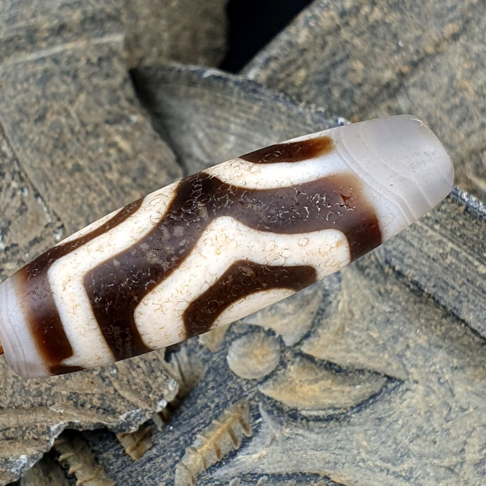 3 Eye Agate Dzi Bead: Antique Himalayan Spiritual Charm