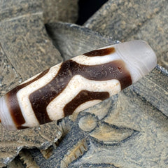 3 Eye Agate Dzi Bead: Antique Himalayan Spiritual Charm