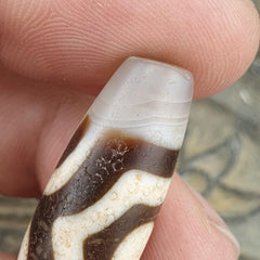 3 Eye Agate Dzi Bead: Antique Himalayan Spiritual Charm