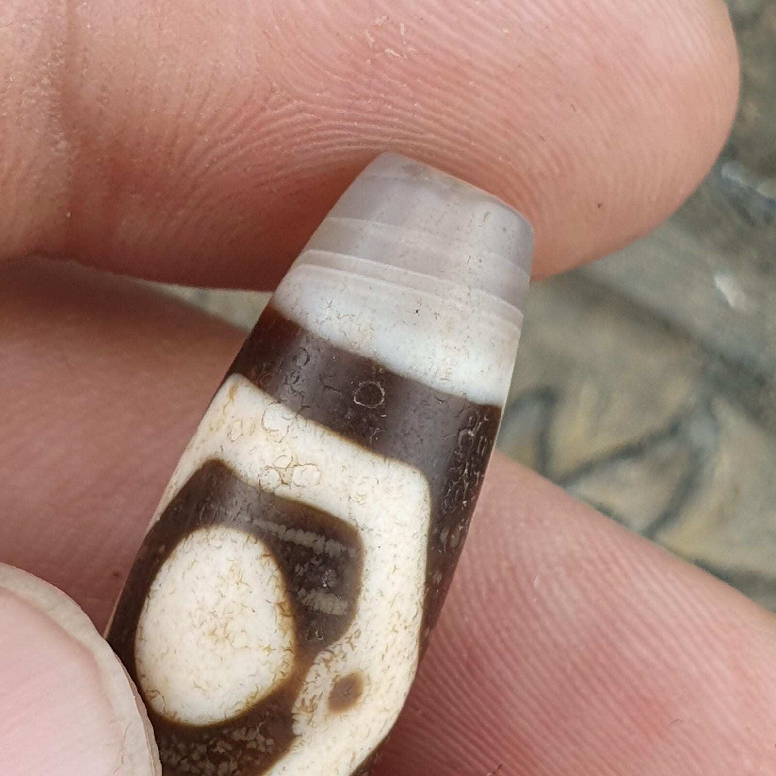 3 Eye Agate Dzi Bead: Antique Himalayan Spiritual Charm