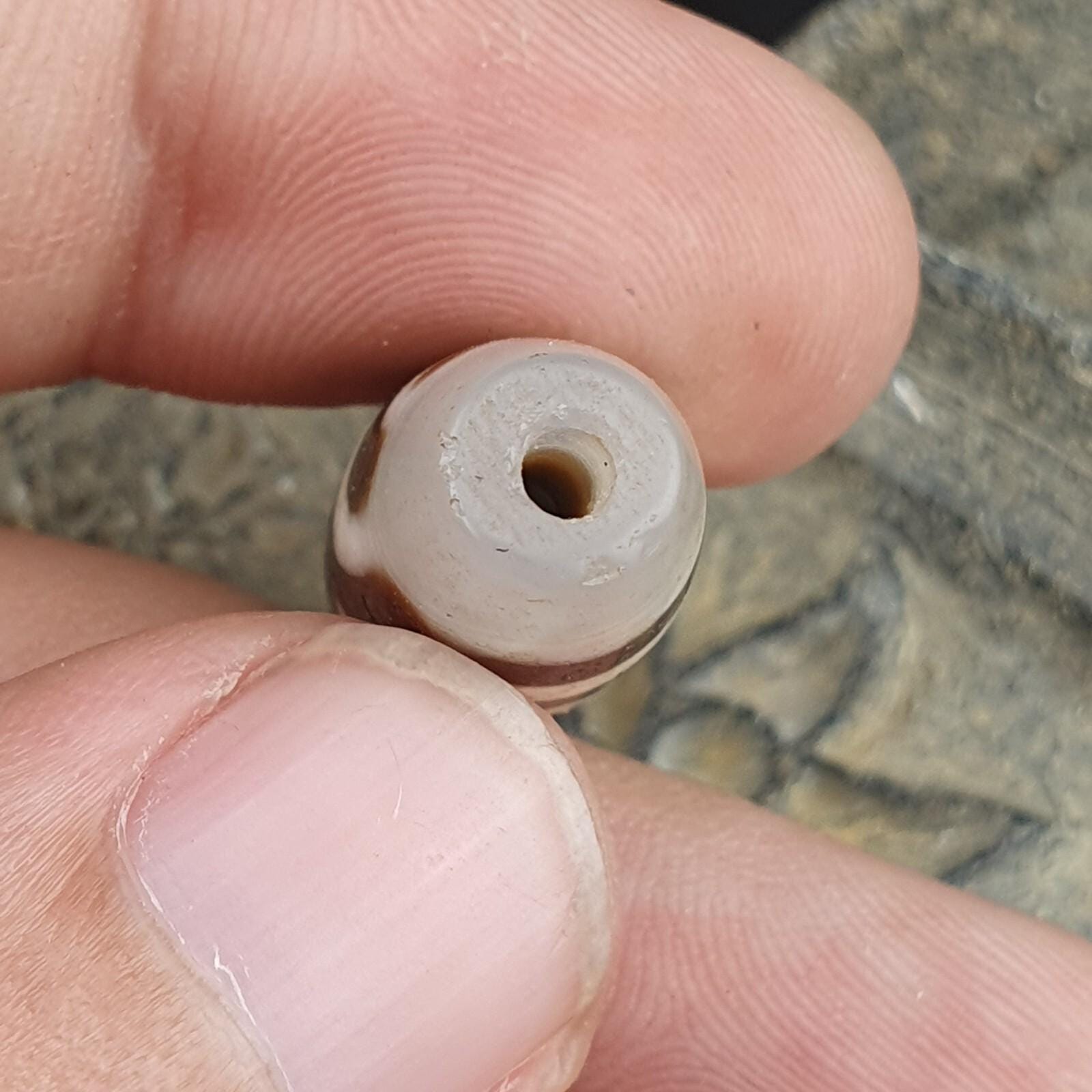 3 Eye Agate Dzi Bead: Antique Himalayan Spiritual Charm