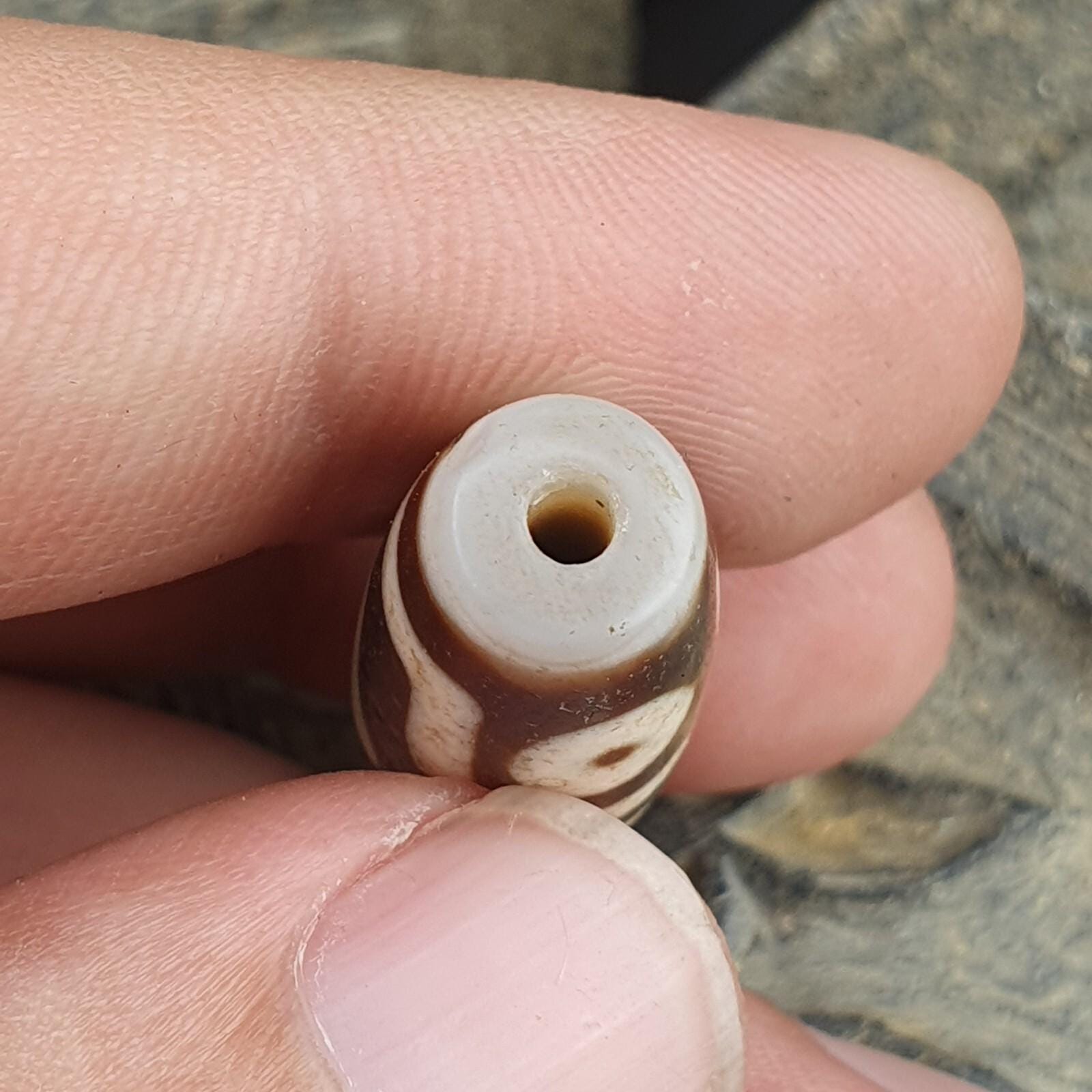 3 Eye Agate Dzi Bead: Antique Himalayan Spiritual Charm