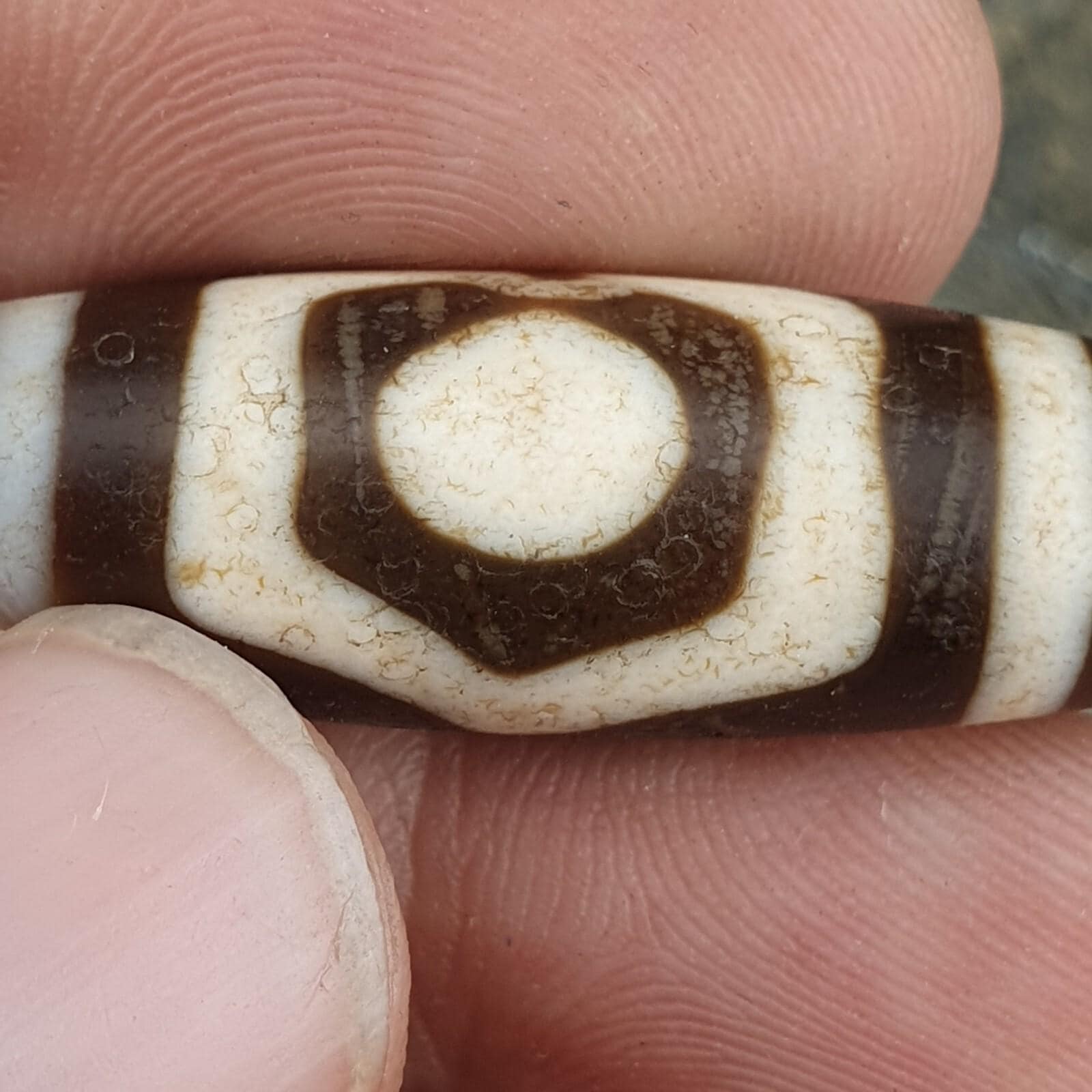 3 Eye Agate Dzi Bead: Antique Himalayan Spiritual Charm