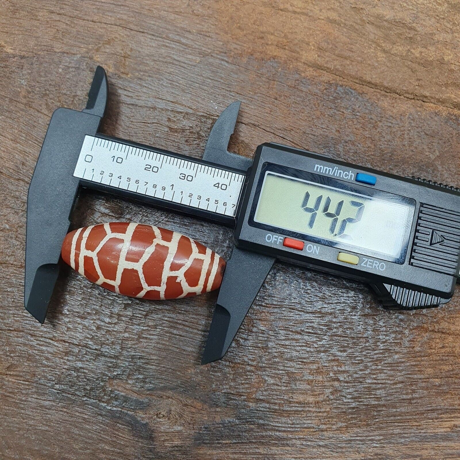 A huge carnelian etched agate antique jewelry beads pendant 44x20mm