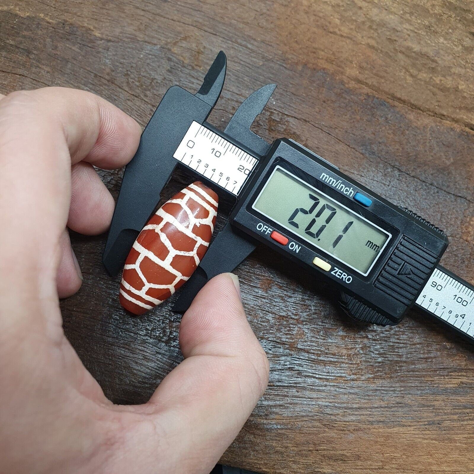 A huge carnelian etched agate antique jewelry beads pendant 44x20mm