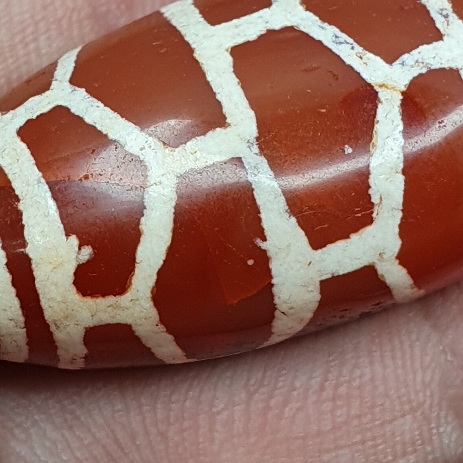 A huge carnelian etched agate antique jewelry beads pendant 44x20mm