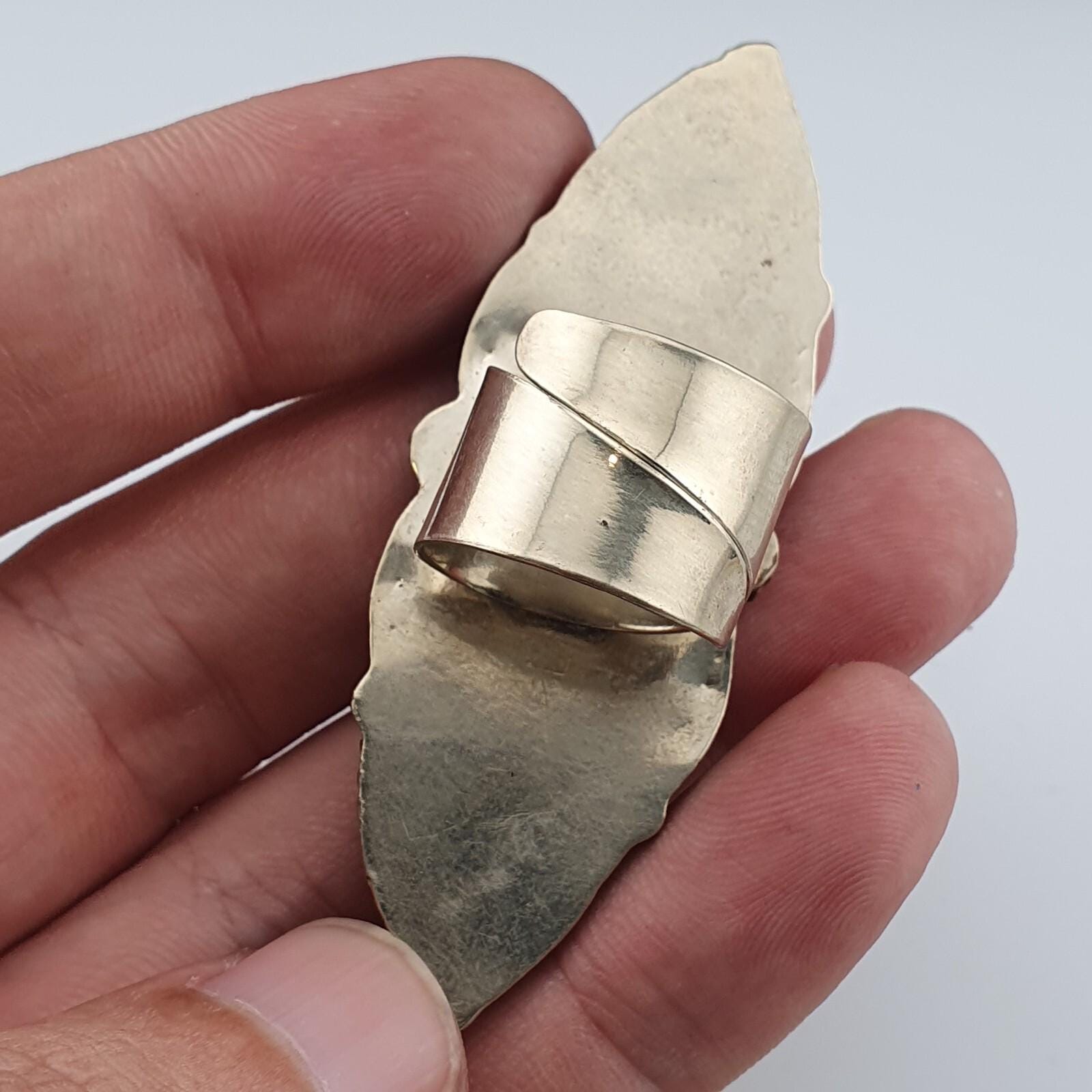 Vintage Arizona Turquoise Ring: Adjustable Brass Band, Natural Stone