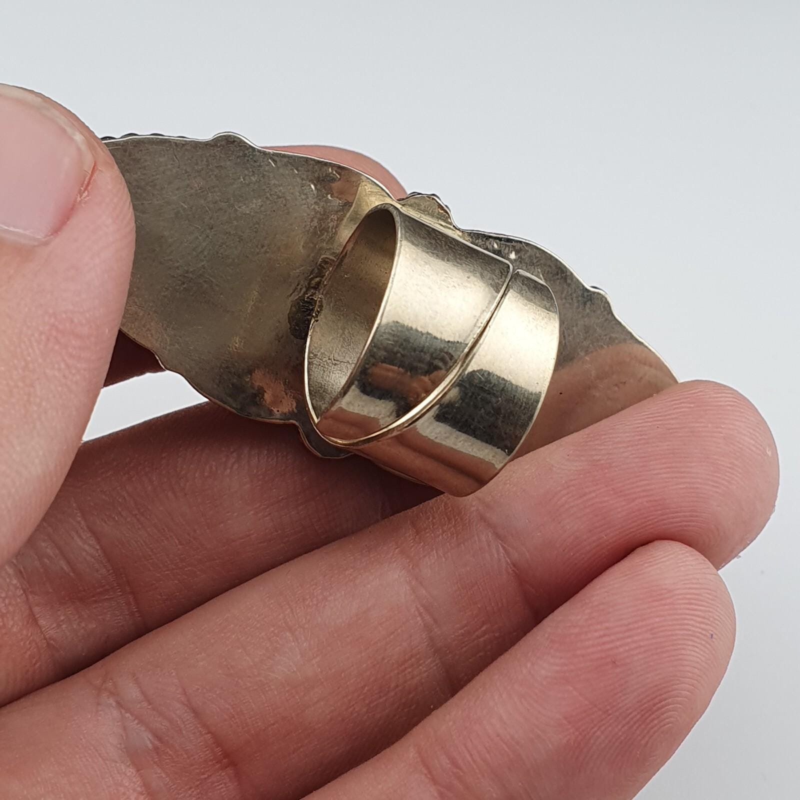 Vintage Arizona Turquoise Ring: Adjustable Brass Band, Natural Stone