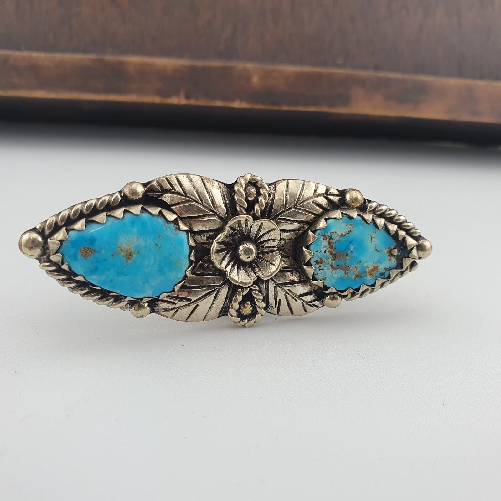 Vintage Arizona Turquoise Ring: Adjustable Brass Band, Natural Stone