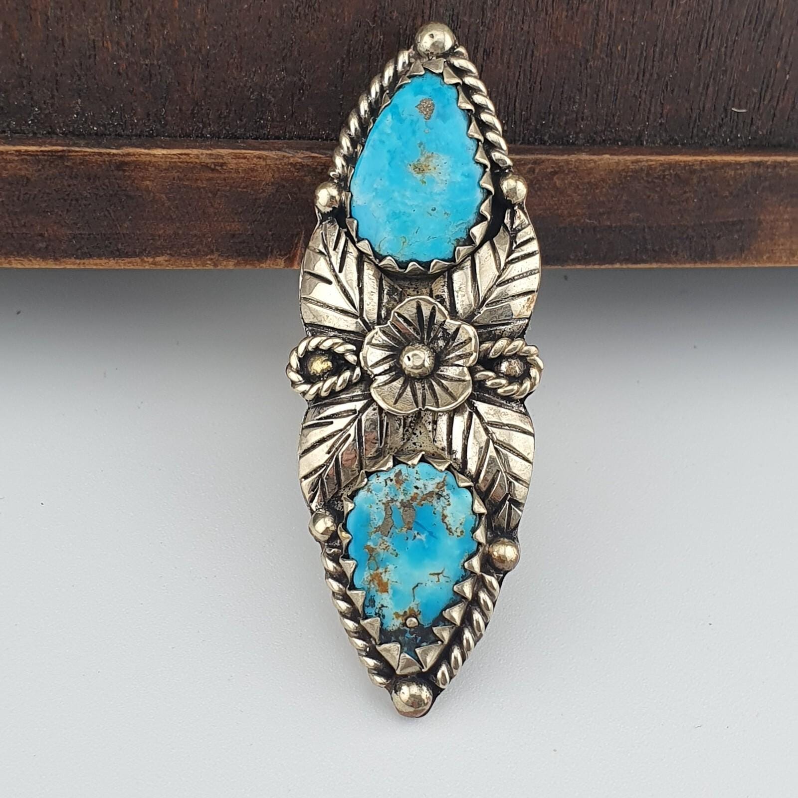 Vintage Arizona Turquoise Ring: Adjustable Brass Band, Natural Stone