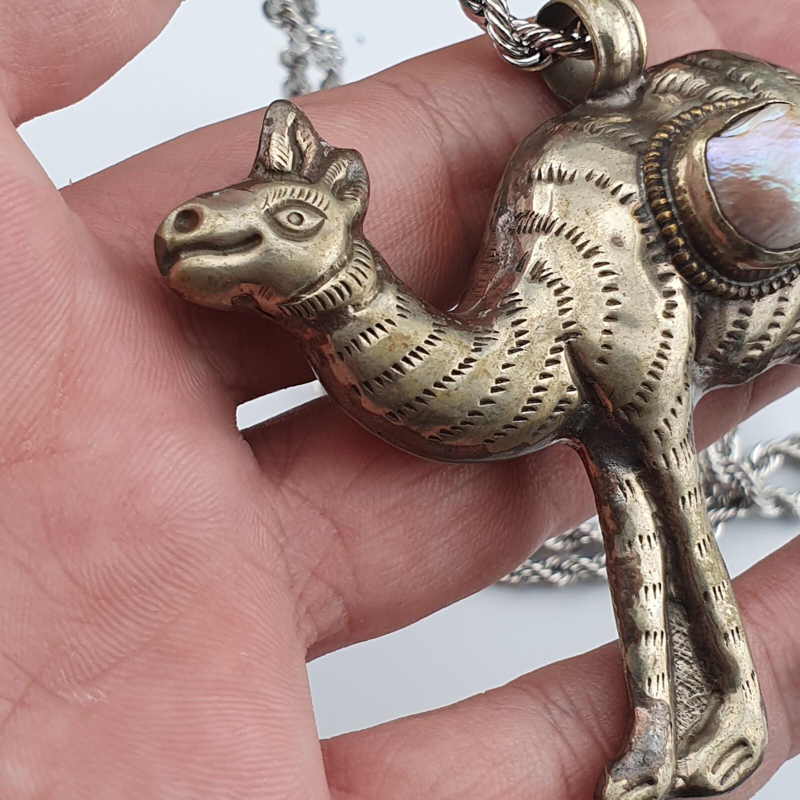 Pearl Tibetan Pendant Necklace: Antique Animal Figurine Jewelry