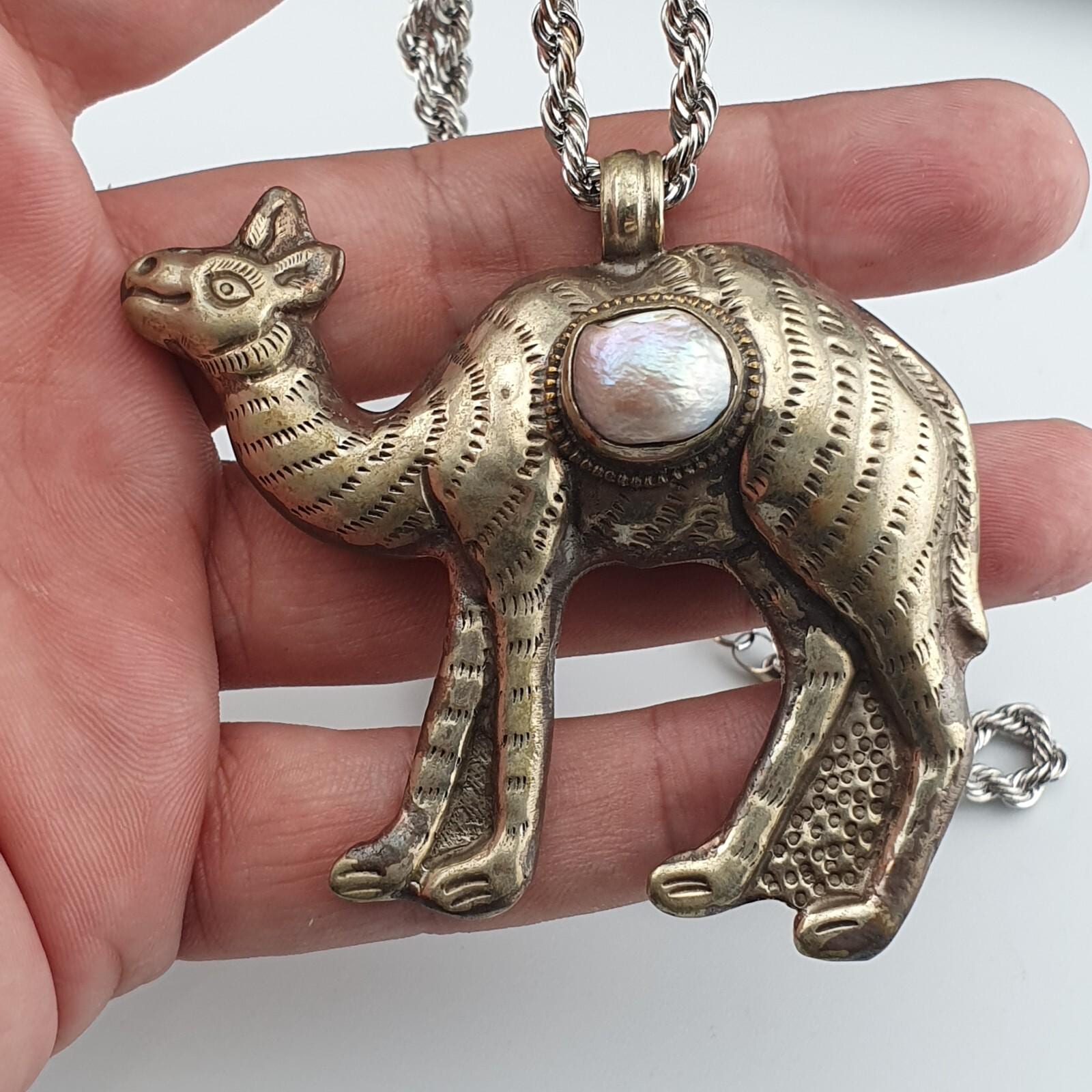 Pearl Tibetan Pendant Necklace: Antique Animal Figurine Jewelry