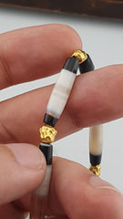 Antique old yemeni agate natural lines white agate beaded bracelet
