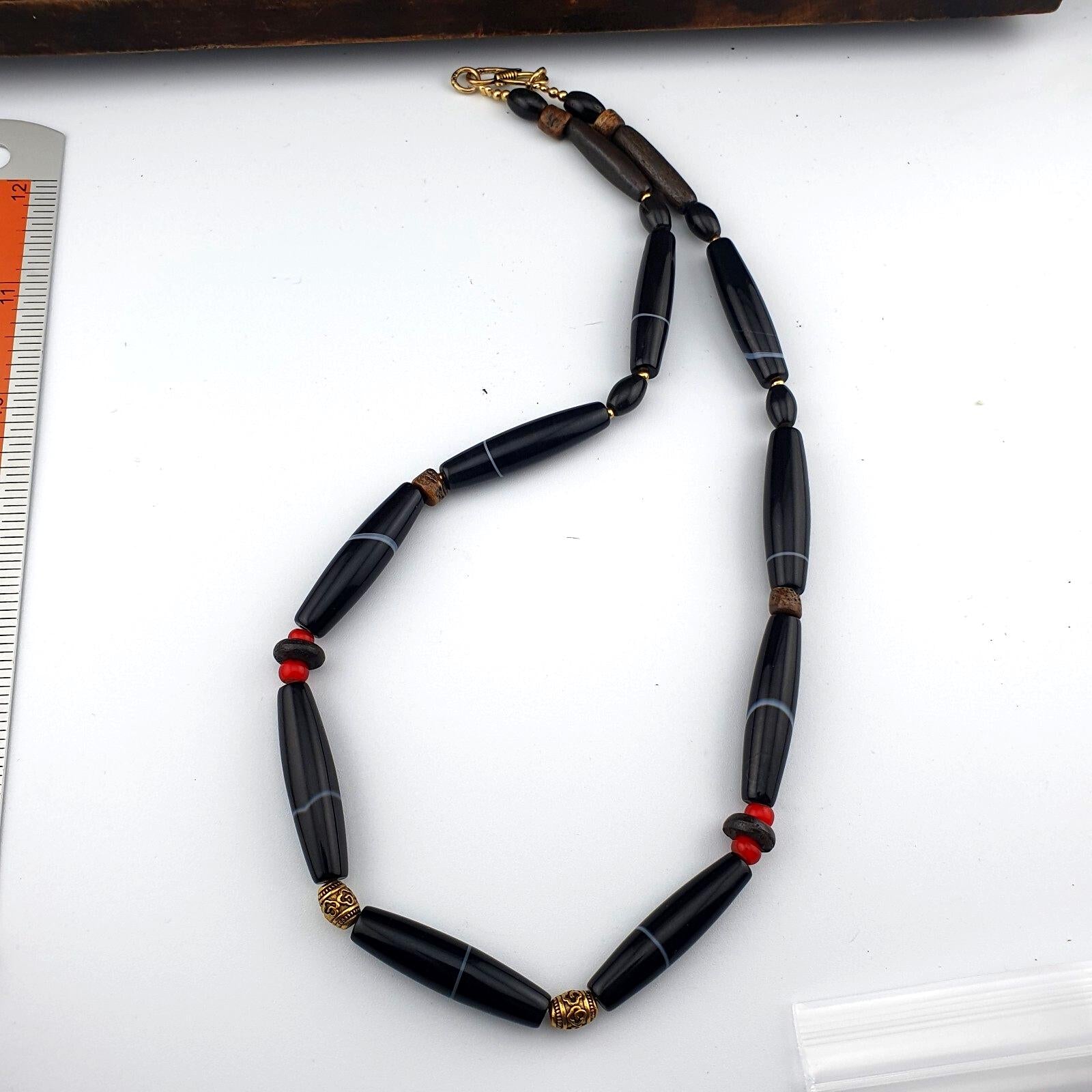 Antique old yemeni agate natural rare pattern banded agate beads 9 pieces