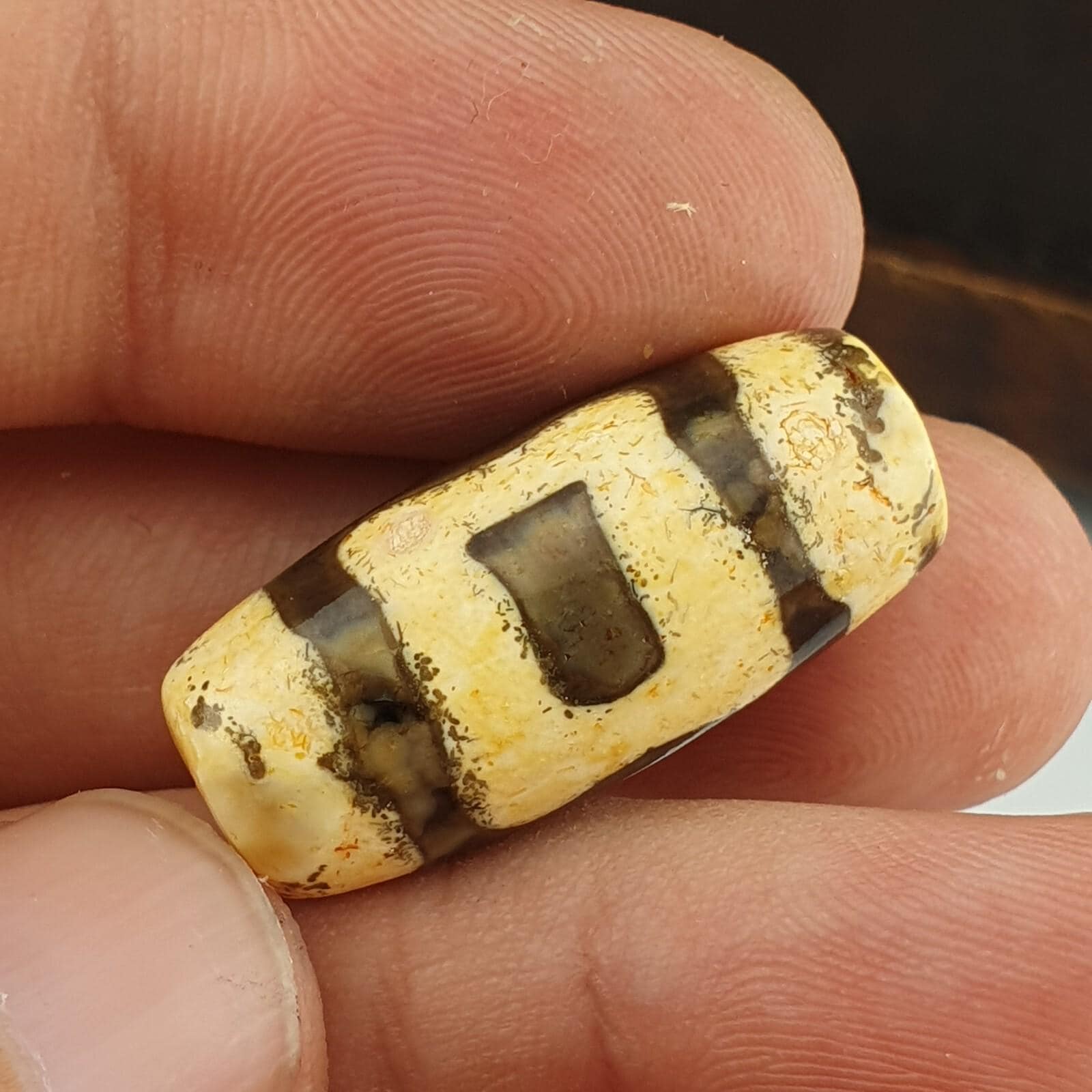 Dzi agate old himalayan tribal tibetan eyes dzi amulet bead