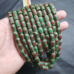 Watermelon venetian style chevron beads strands