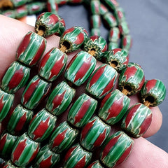 Watermelon venetian style chevron beads strands