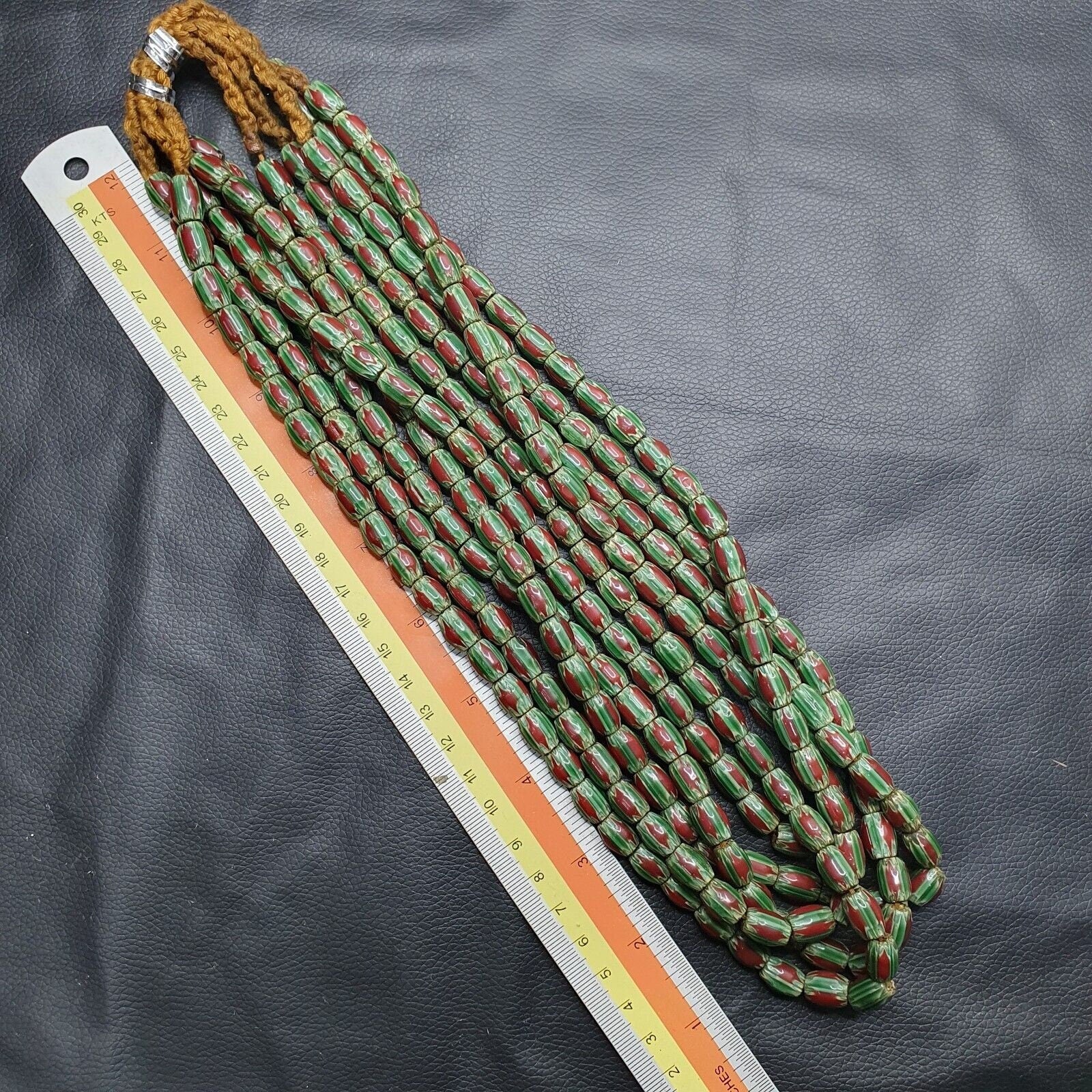 Watermelon venetian style chevron beads strands
