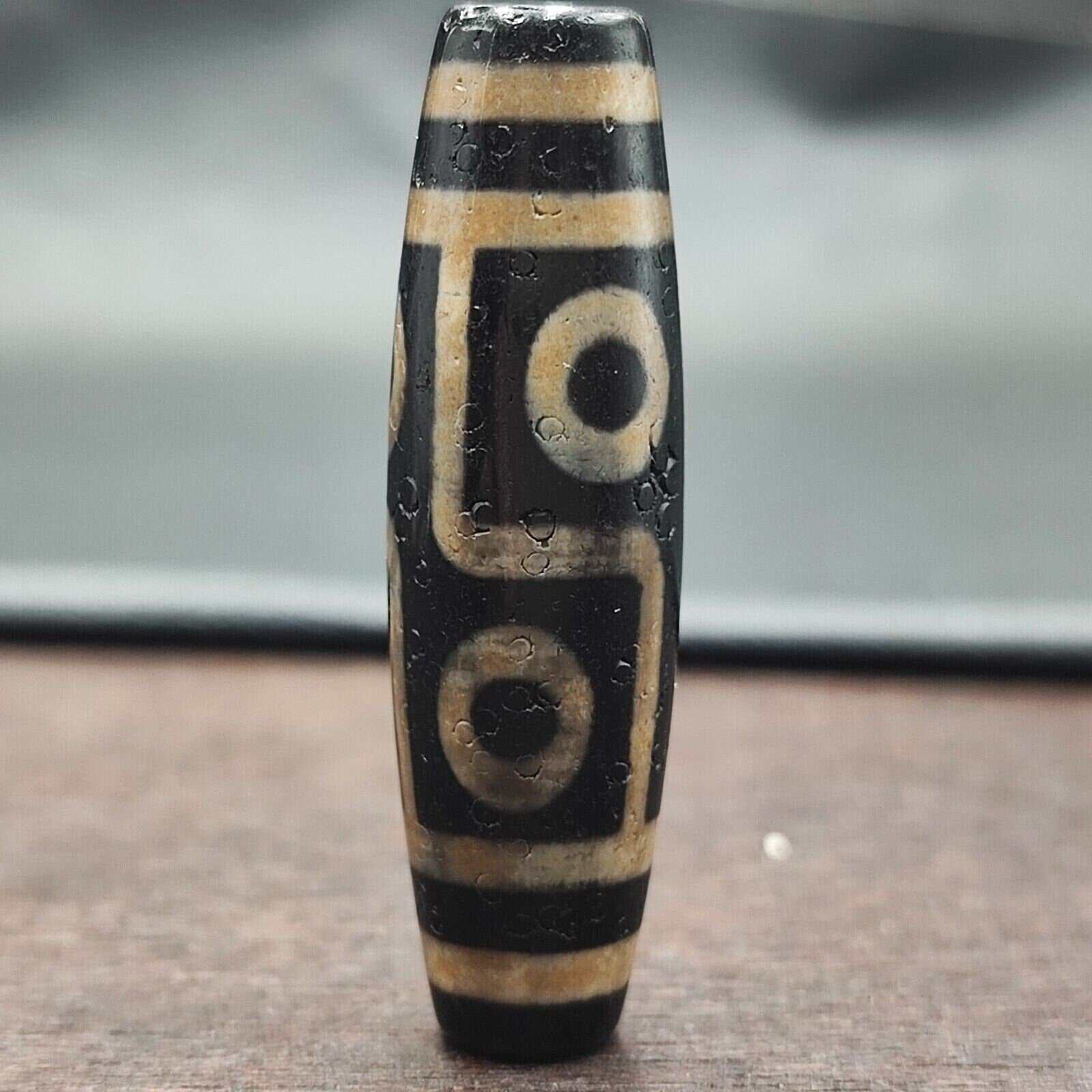 6 eyes tibetan old agate dzi bead unique pattern amulet pendant tb-3