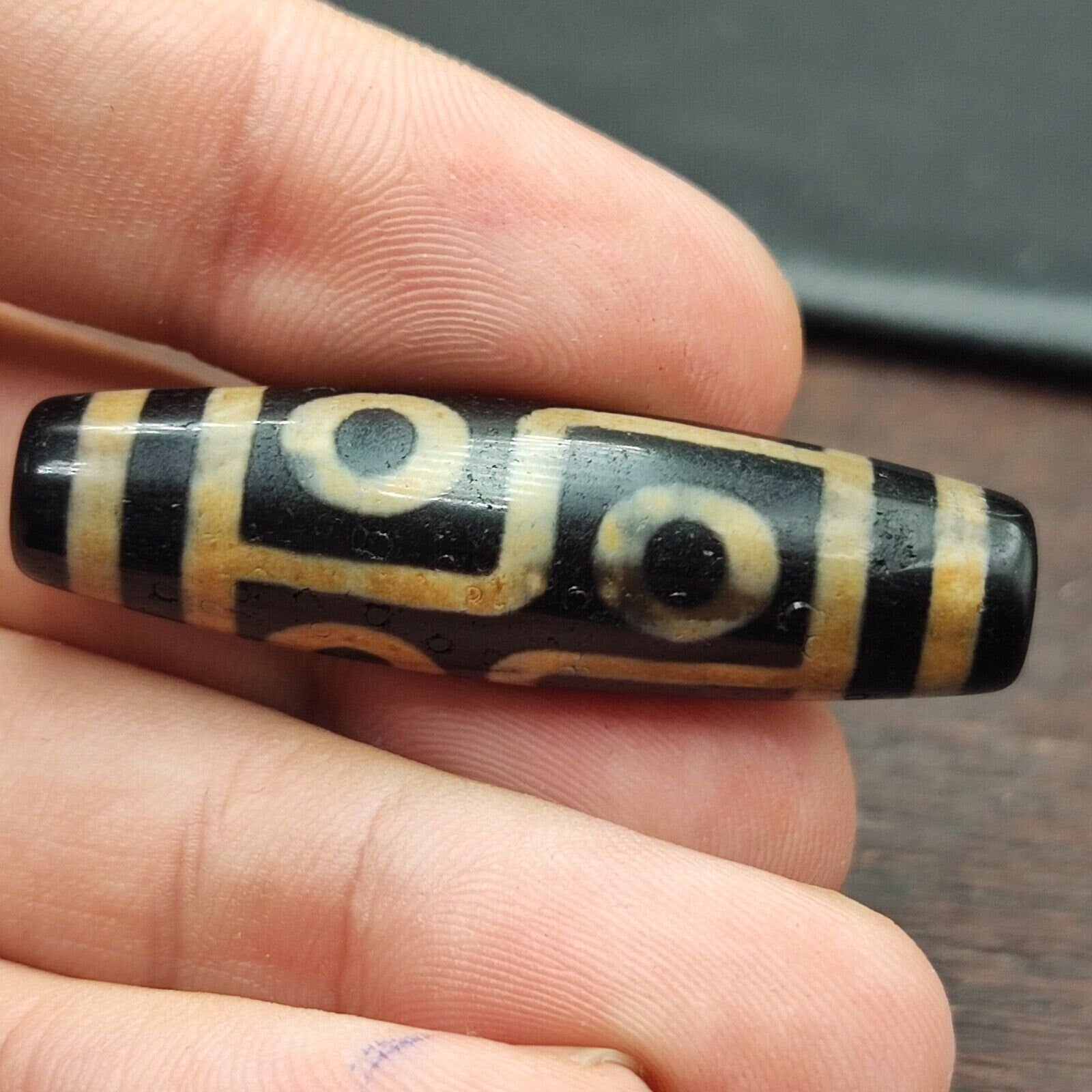 6 eyes tibetan old agate dzi bead unique pattern amulet pendant tb-3