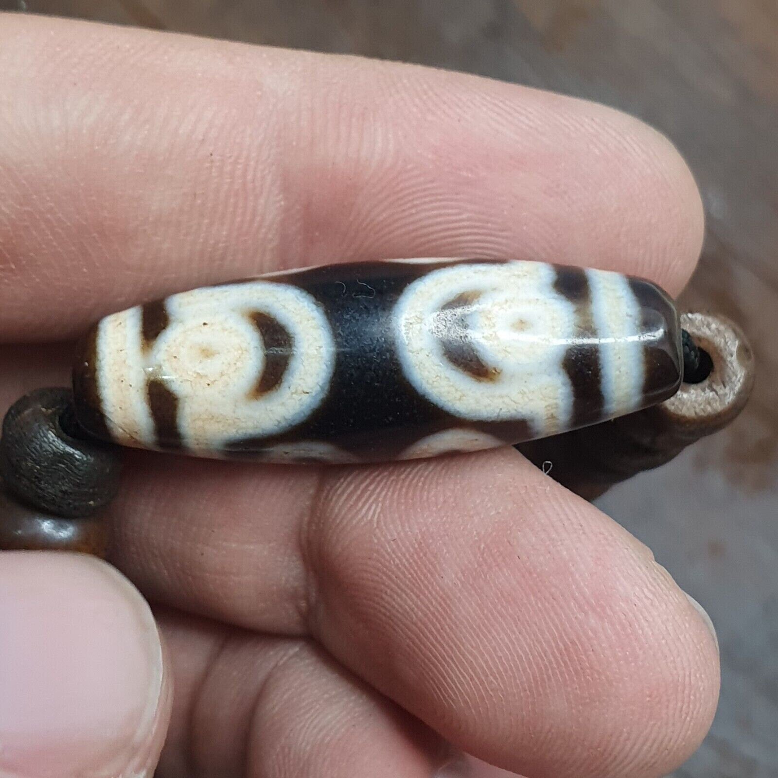 7 eyes tibetan old agate amulet with carving yak bone beads necklace