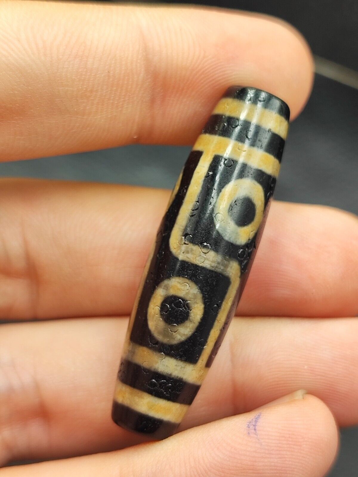 6 eyes tibetan old agate dzi bead unique pattern amulet pendant tb-3