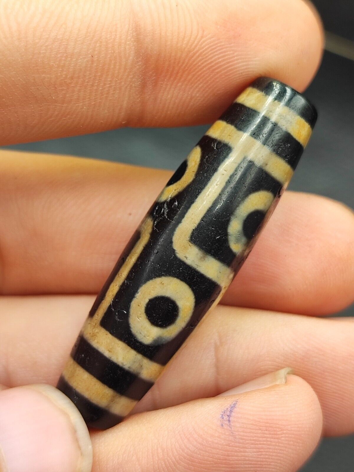 6 eyes tibetan old agate dzi bead unique pattern amulet pendant tb-3