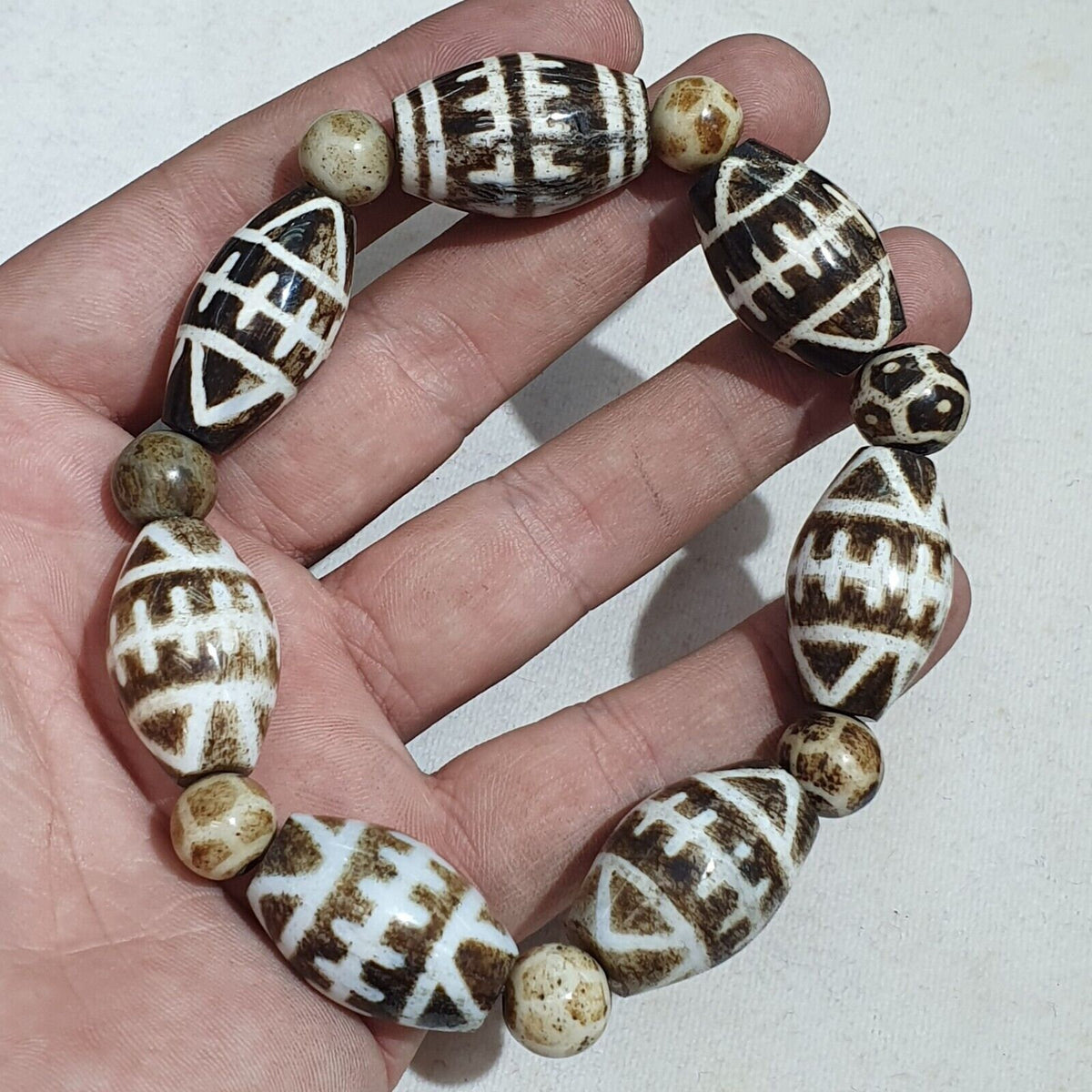 Lot 14 south asian old pumtek pyu beads petrified wood stone beads bracelet