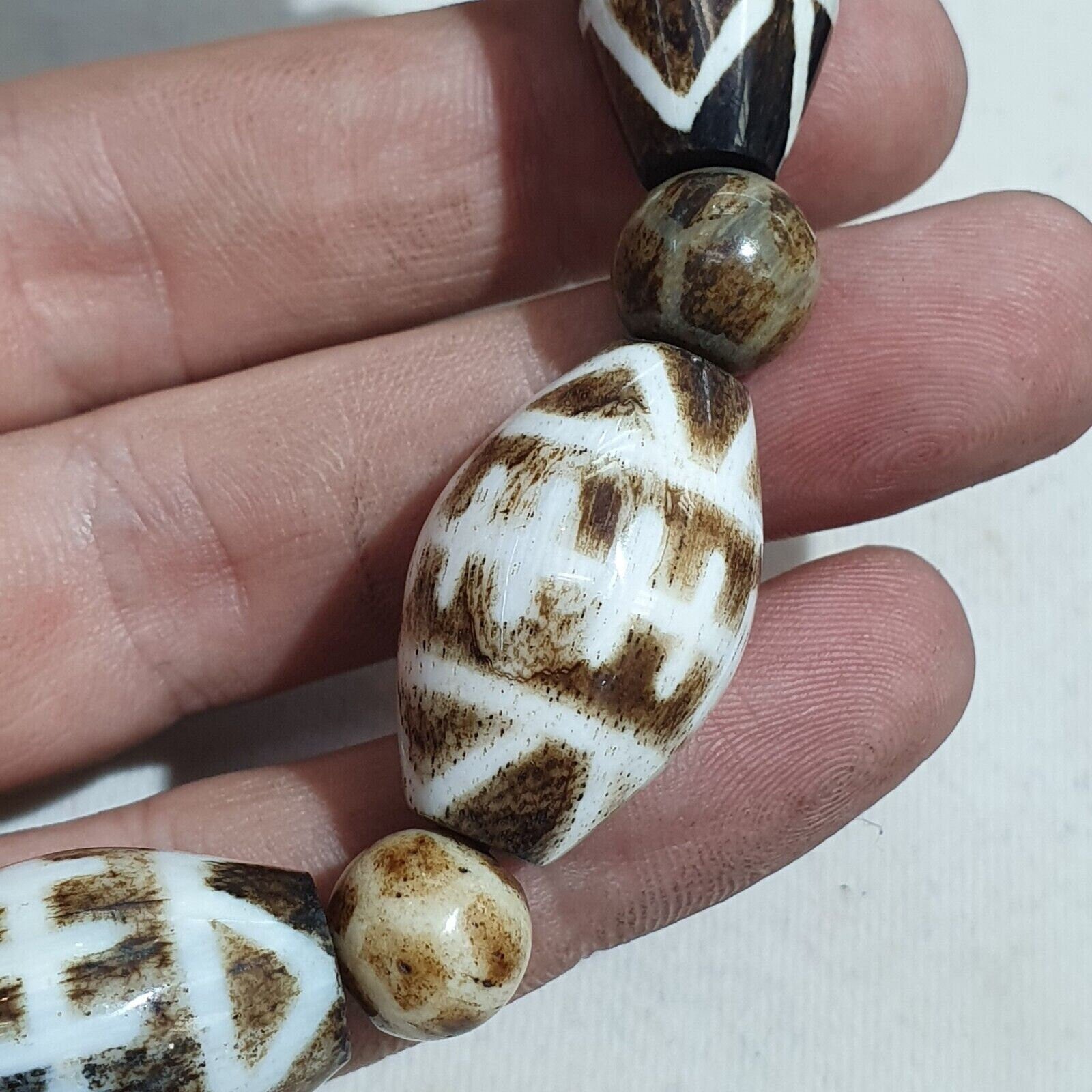 Lot 14 south asian old pumtek pyu beads petrified wood stone beads bracelet