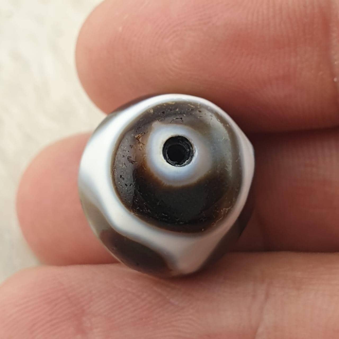 3 eyes unique pattern himalayan tibetan agate dzi bead amulet #34