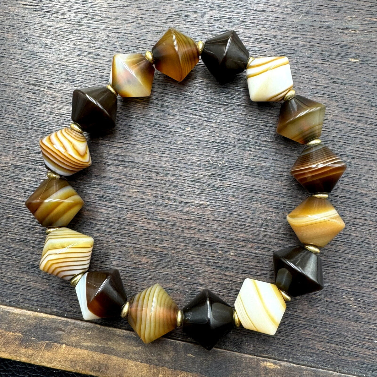 Himalayan tibetan soleimani agate beads, unique shape beaded bracelet 14mm Gift