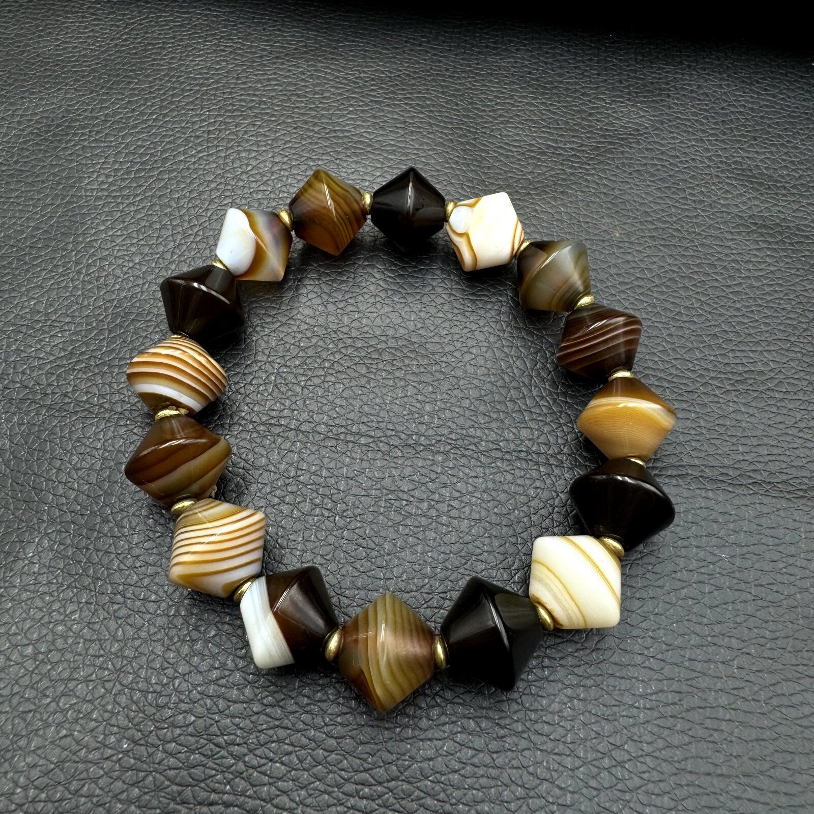 Himalayan tibetan soleimani agate beads, unique shape beaded bracelet 14mm Gift