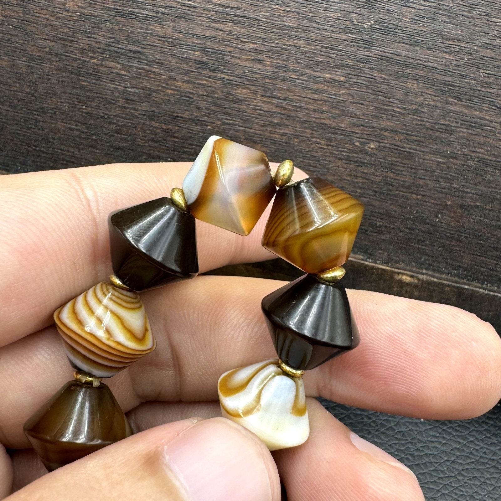 Himalayan tibetan soleimani agate beads, unique shape beaded bracelet 14mm Gift