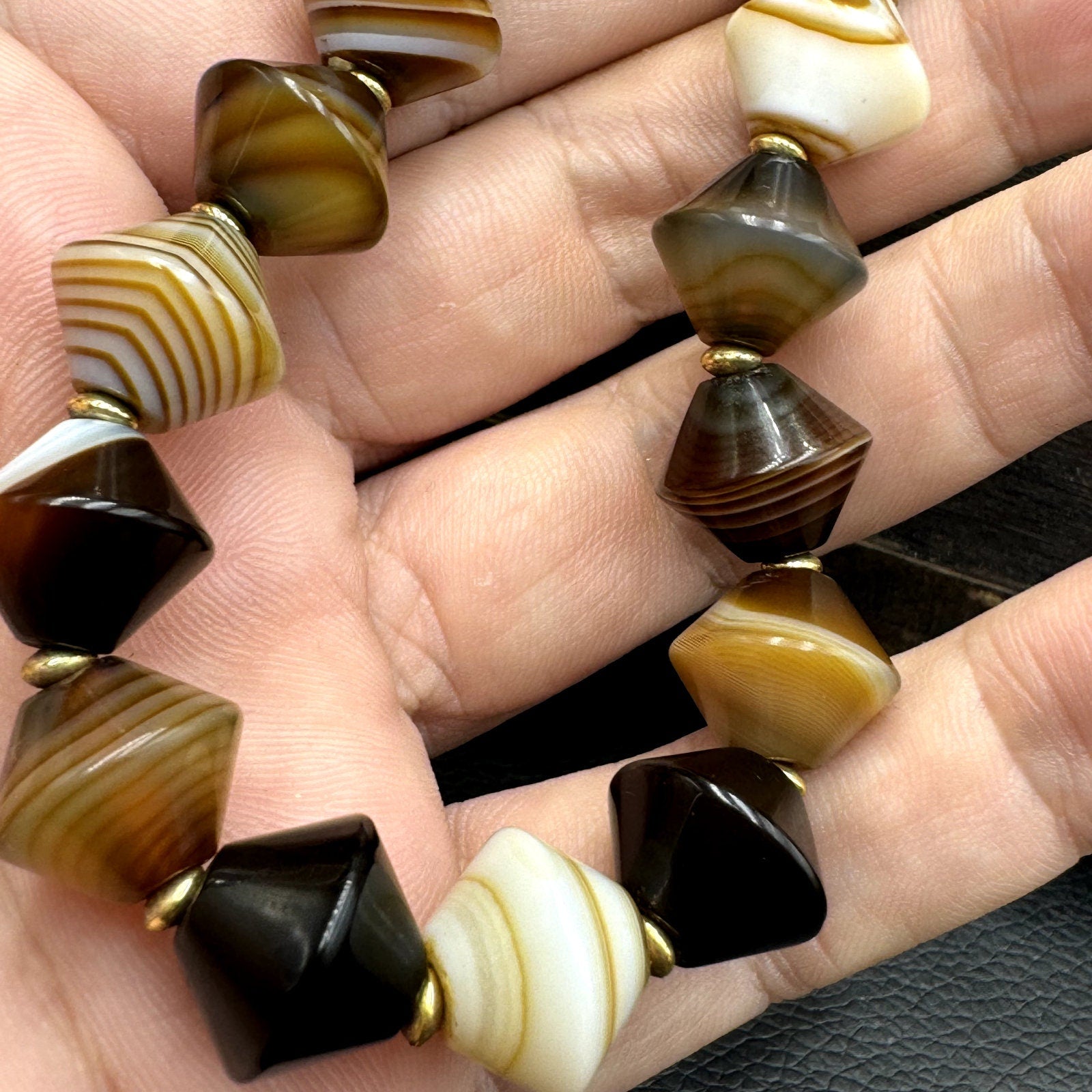 Himalayan tibetan soleimani agate beads, unique shape beaded bracelet 14mm Gift