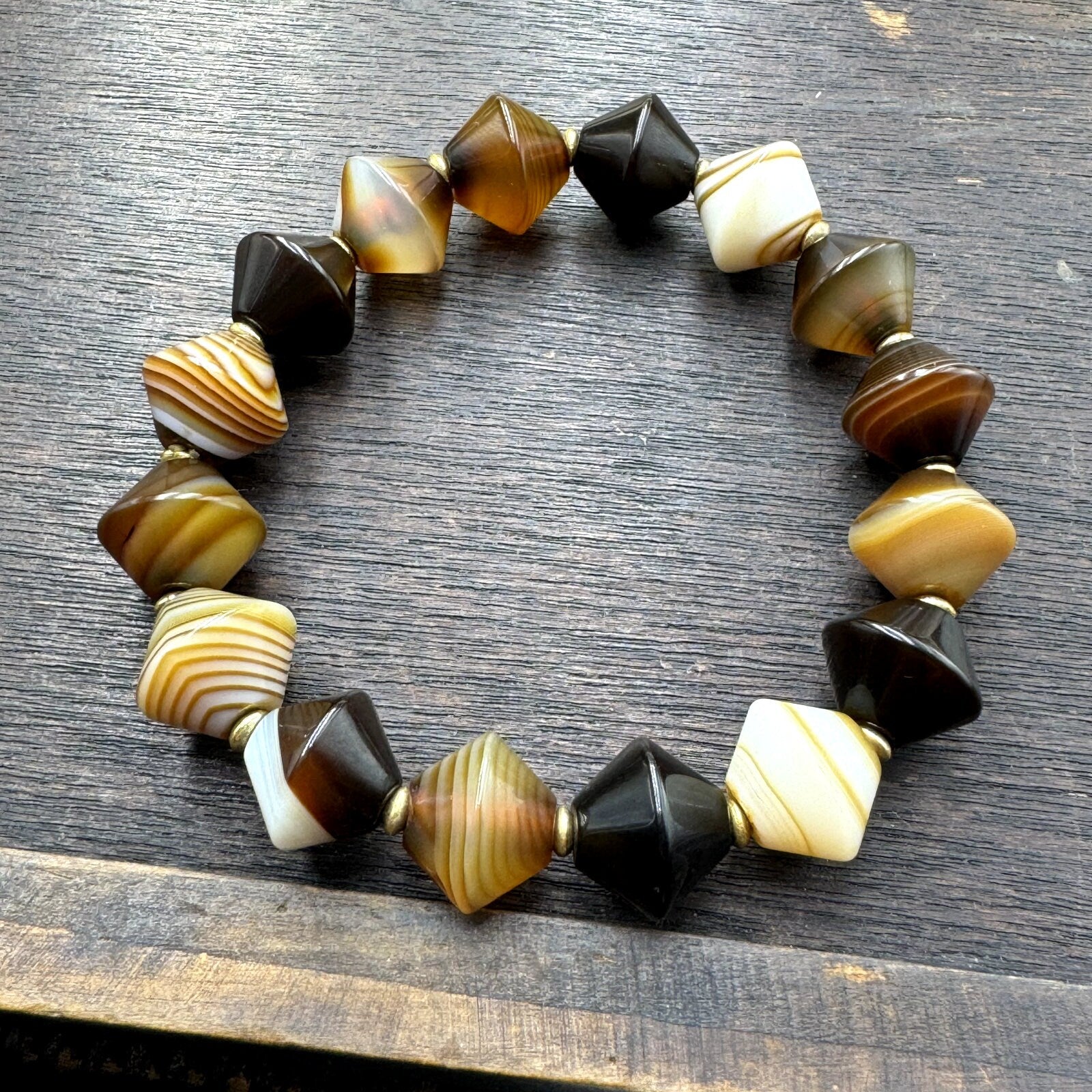 Himalayan tibetan soleimani agate beads, unique shape beaded bracelet 14mm Gift