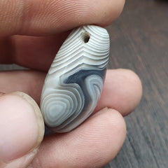 Antique tibetan gray agate bead natural patterns agate amulet 27.5x23.2 mm