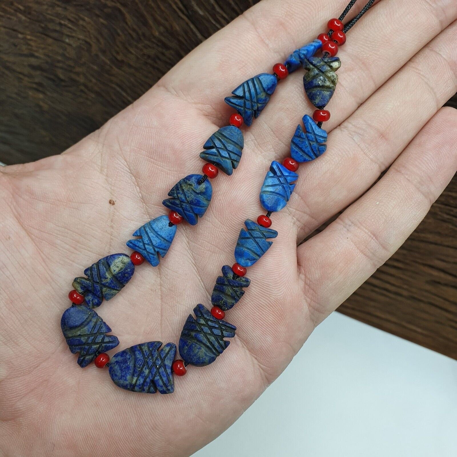 Lapis Lazuli Fish Amulets: Carved Stone Figurines, Set of 14