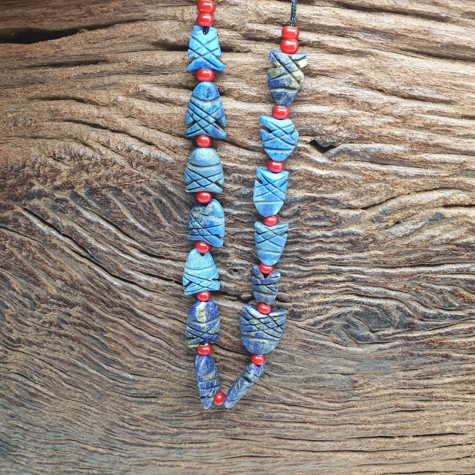 Lapis Lazuli Fish Amulets: Carved Stone Figurines, Set of 14