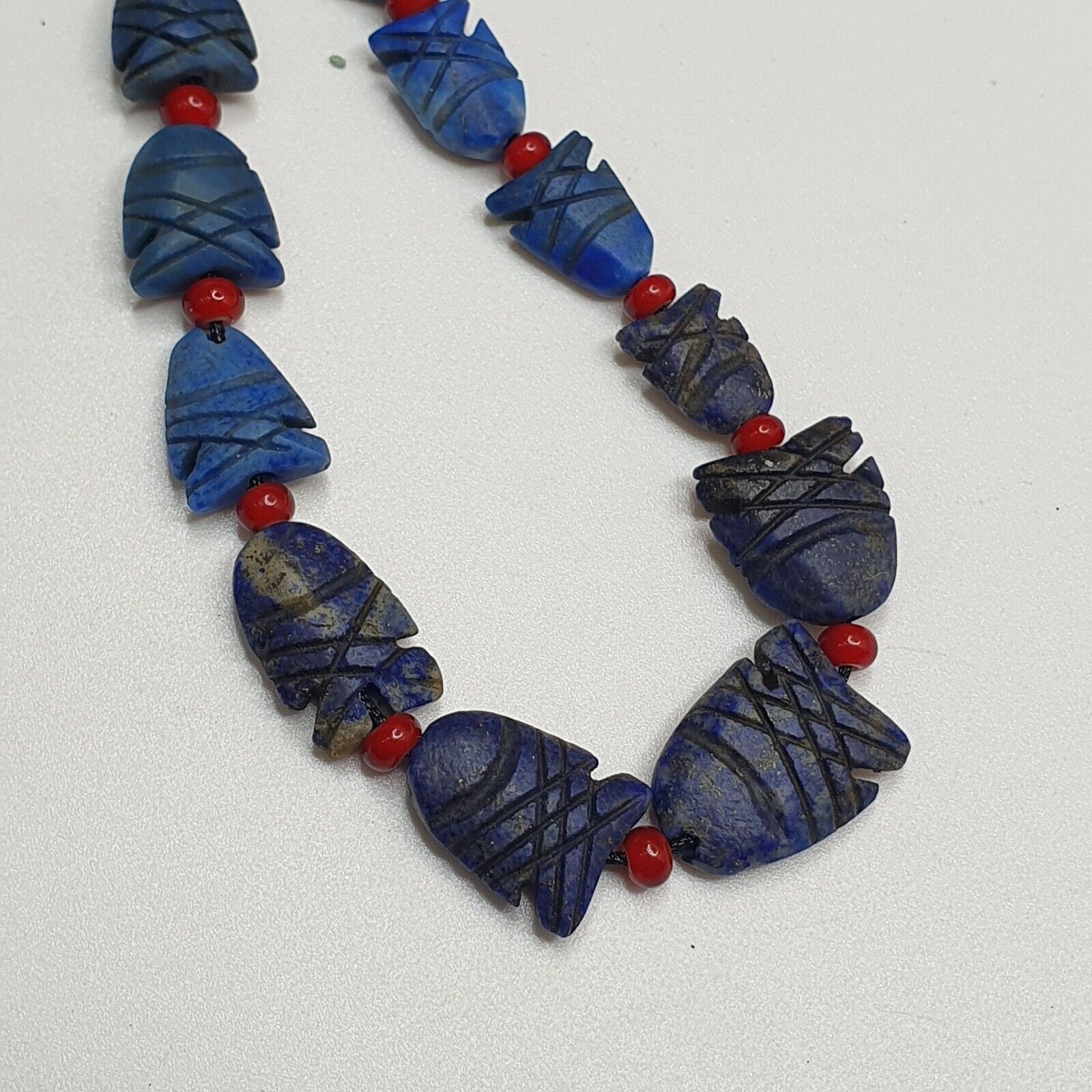 Lapis Lazuli Fish Amulets: Carved Stone Figurines, Set of 14