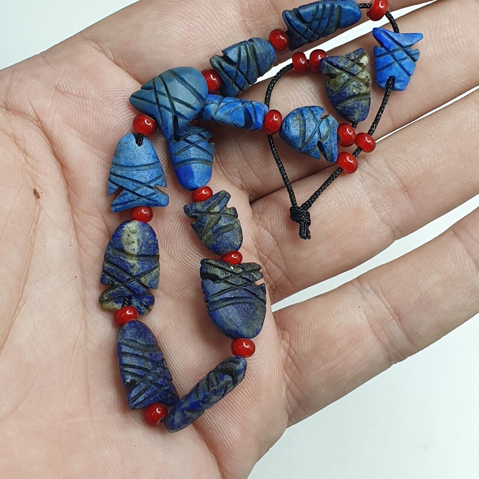 Lapis Lazuli Fish Amulets: Carved Stone Figurines, Set of 14