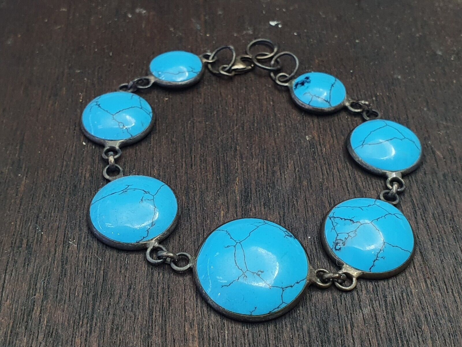 Vintage arfificial turquoise or howlite sterling silver bracelets