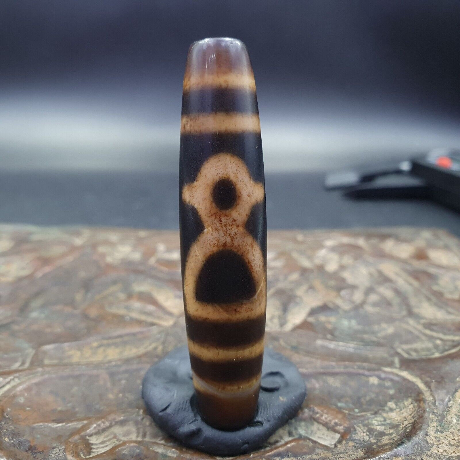 Vintage mazing tibetan vase eyes agate stone dzi bead amulet ag-4