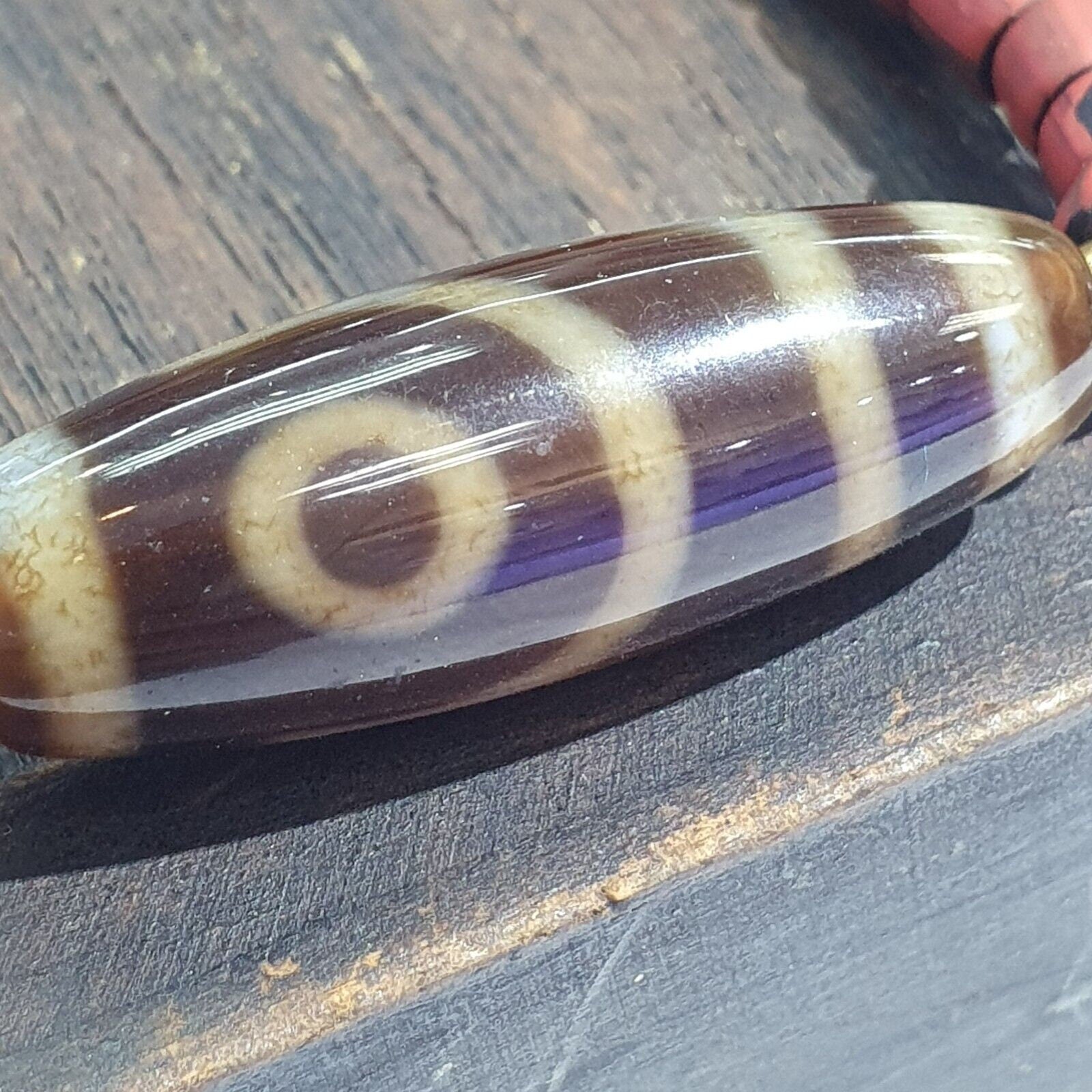 Vintage agate 2 eyes bead tibet himalayan dzi pendant necklace