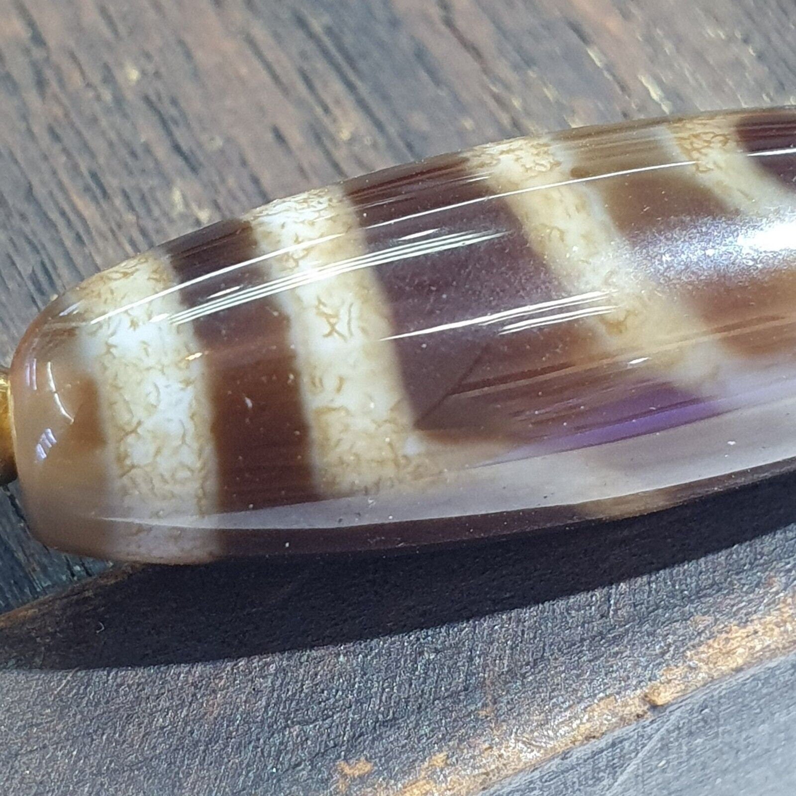 Vintage agate 2 eyes bead tibet himalayan dzi pendant necklace