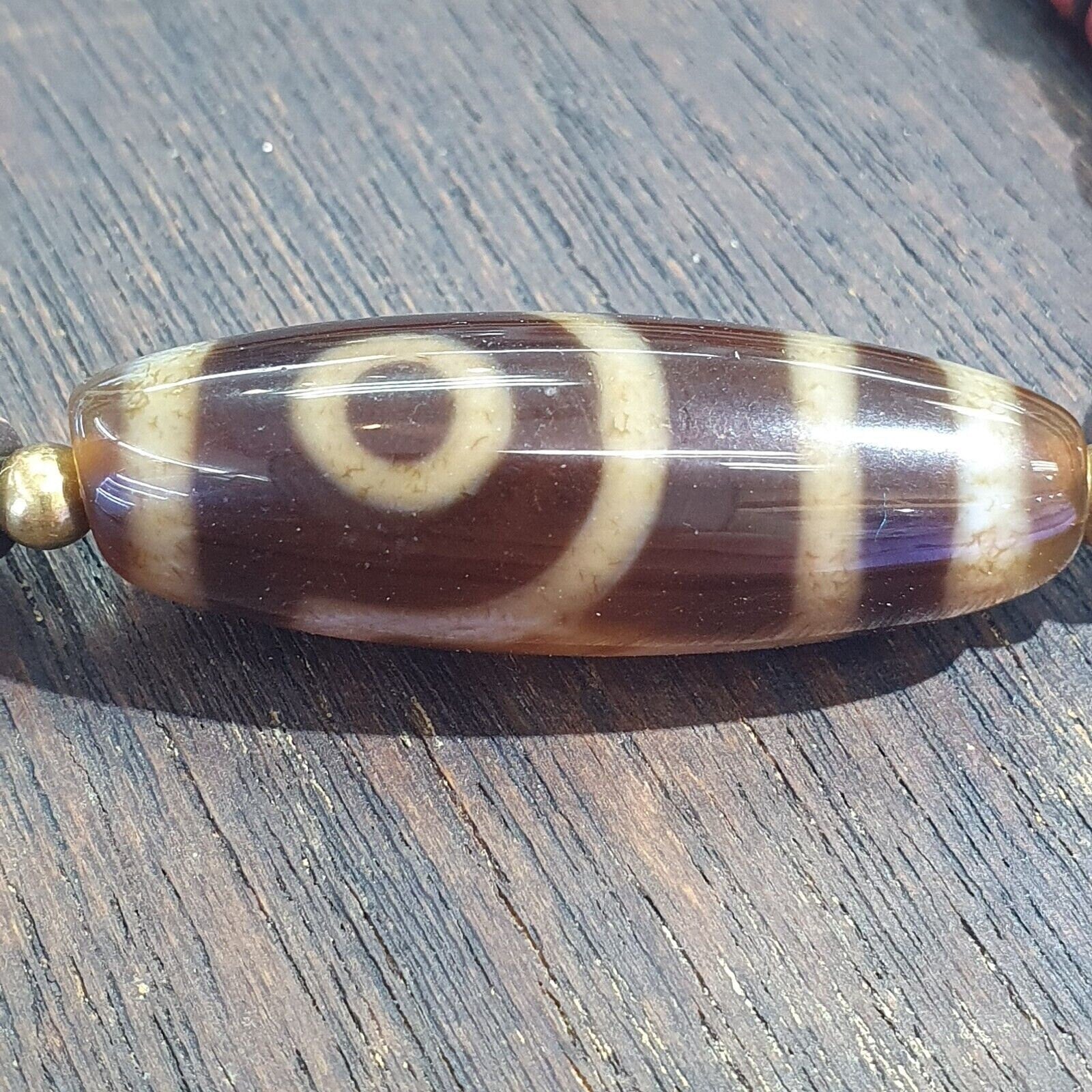 Vintage agate 2 eyes bead tibet himalayan dzi pendant necklace