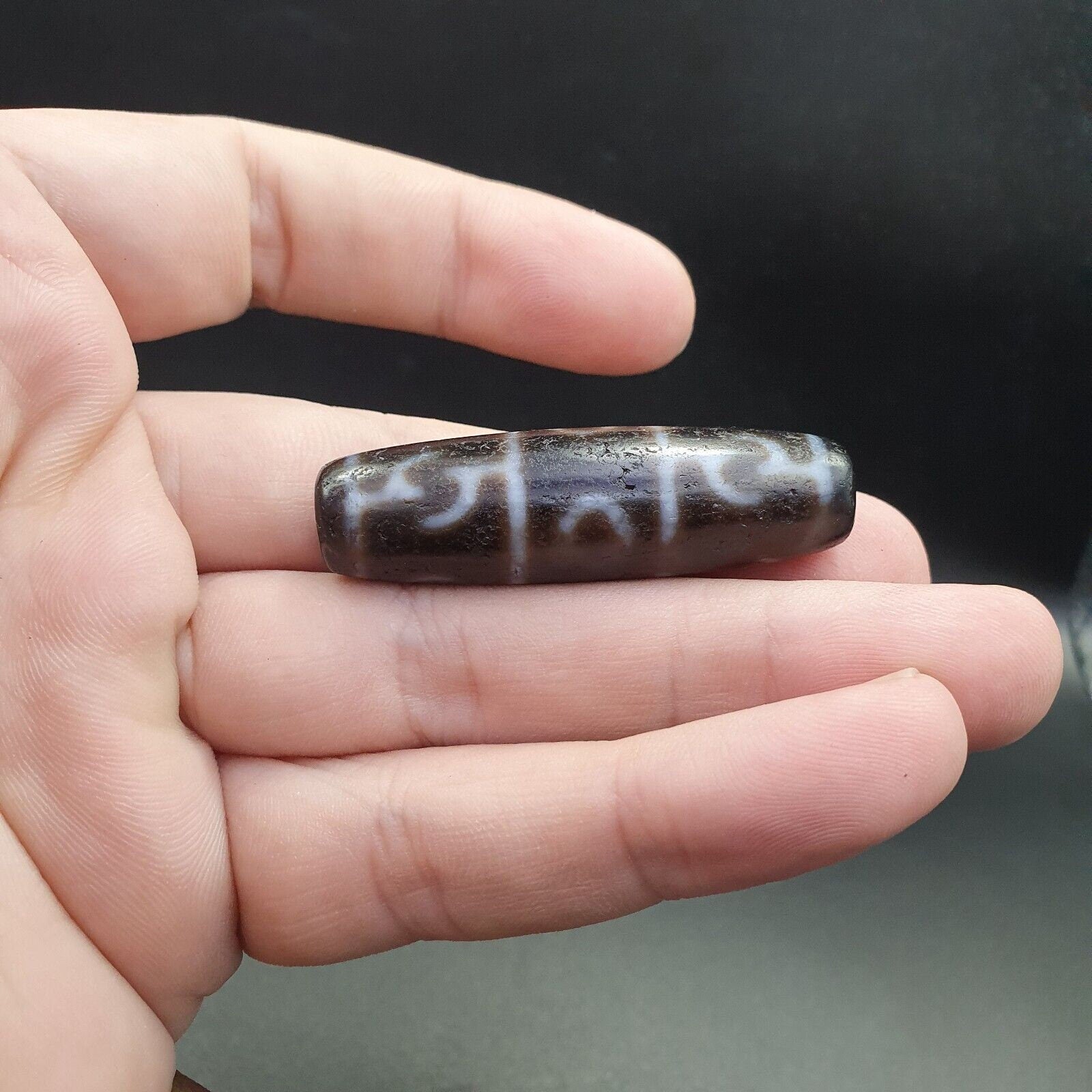 Antique tibetan eyes agate stone dzi bead amulet bd-25-1