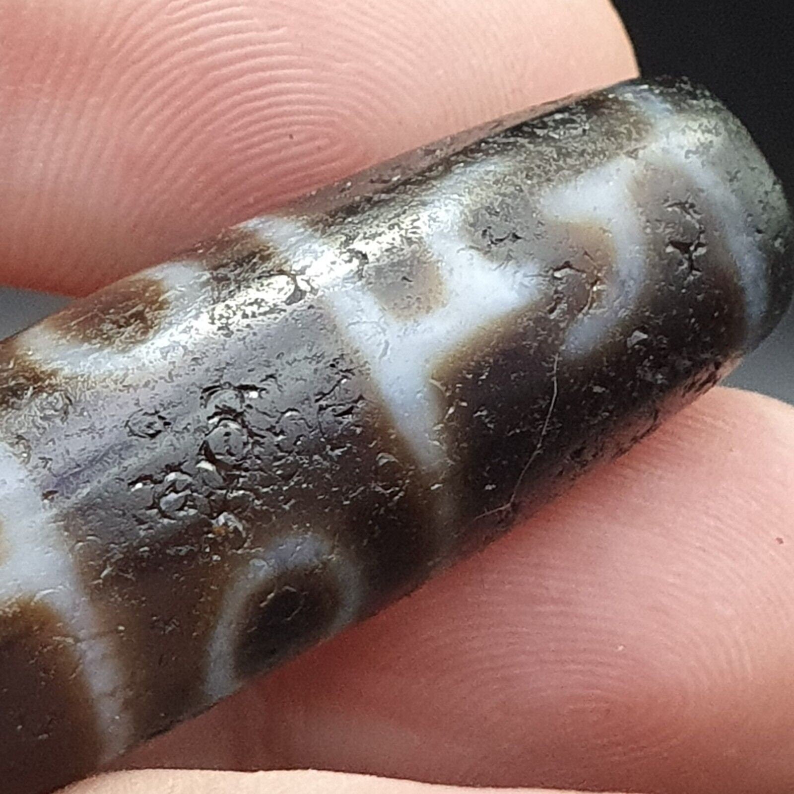 Antique tibetan eyes agate stone dzi bead amulet bd-25-1