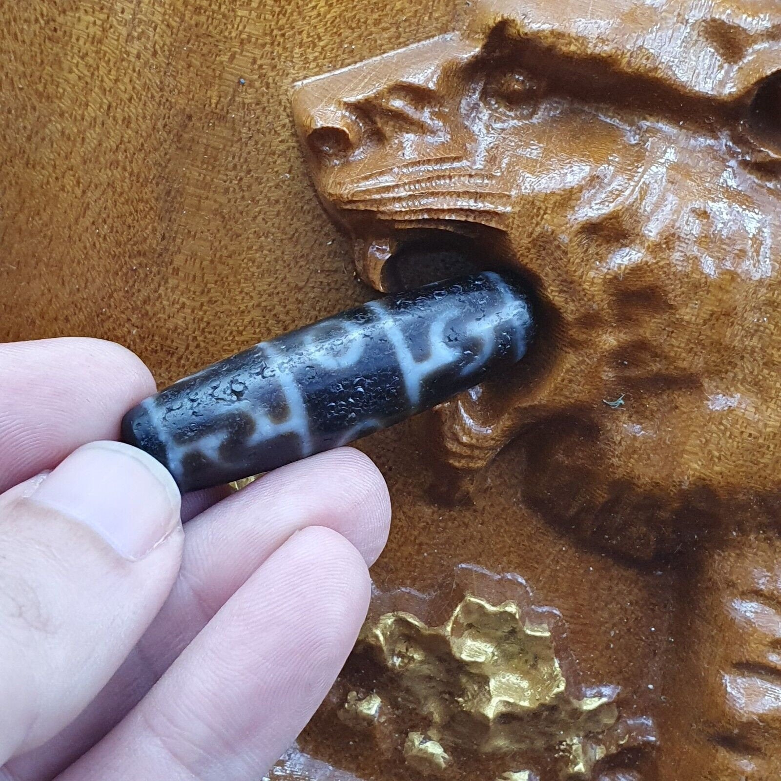 Antique tibetan eyes agate stone dzi bead amulet bd-25-1