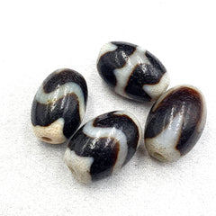 Lot 4 beads indo tibetan tiger teeth zigzag pattern agate dzi amulet beads